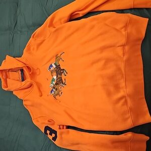 Rare Polo Ralph Lauren Orange Hoodie with Polo Graphic